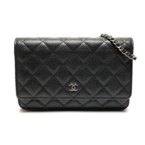 CHANEL Matelasse Chain Wallet Shoulder Bag Black WS27283